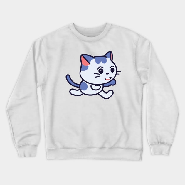 cute kawaii cat cartoon Crewneck Sweatshirt by Kawaii Bomb